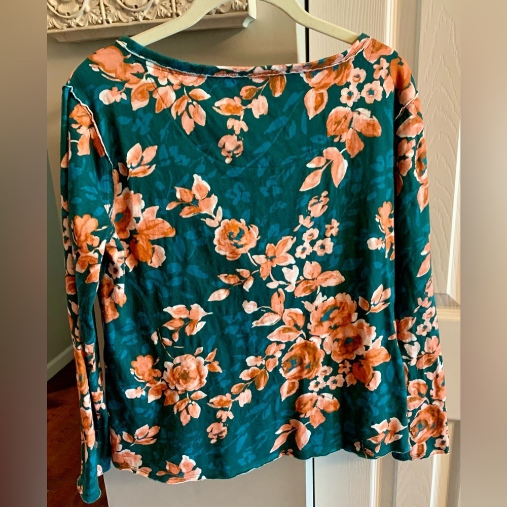 Sundance Rosey Delights Floral Top Henley Tee - Medium View 6